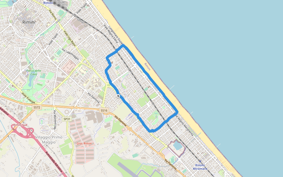 Hotel Stella Polare walking route map in Rimini