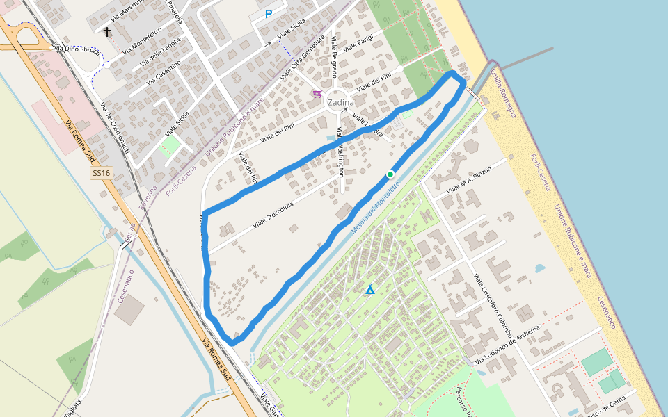Beau Soleil walking route map in Cesenatico