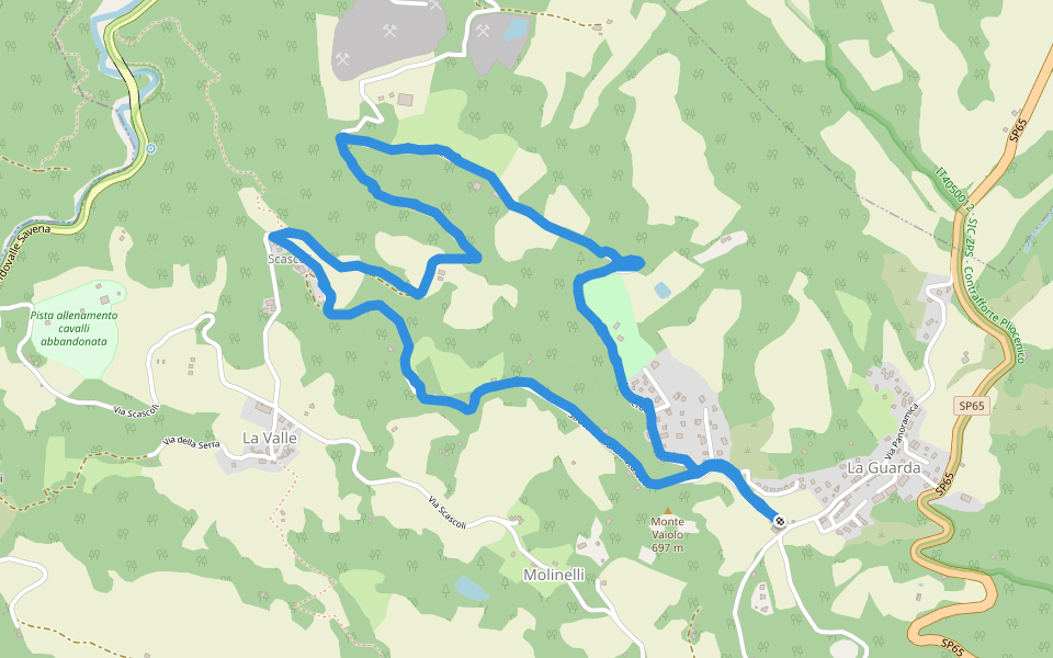 Scascoli walking route map in Loiano
