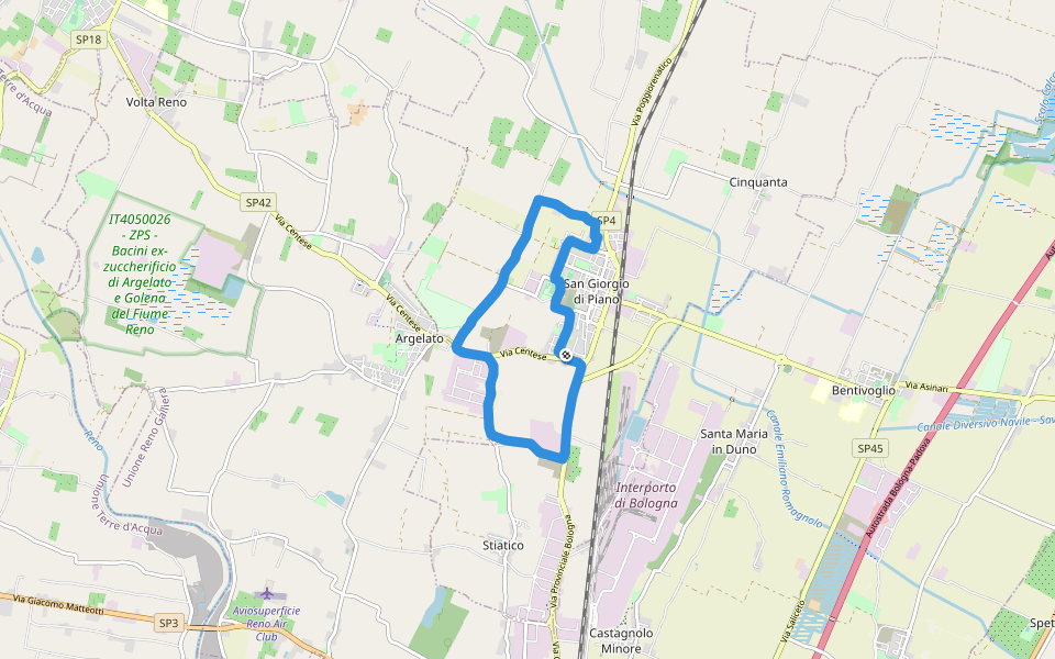 Centro Sportivo "Paolo Zanardi" walking route map in San Giorgio di Piano