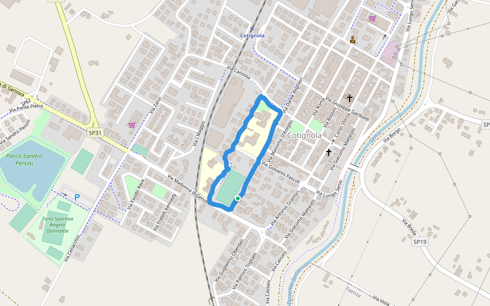 Parco Comunale Don Alfredo Zini walking route map in Cotignola