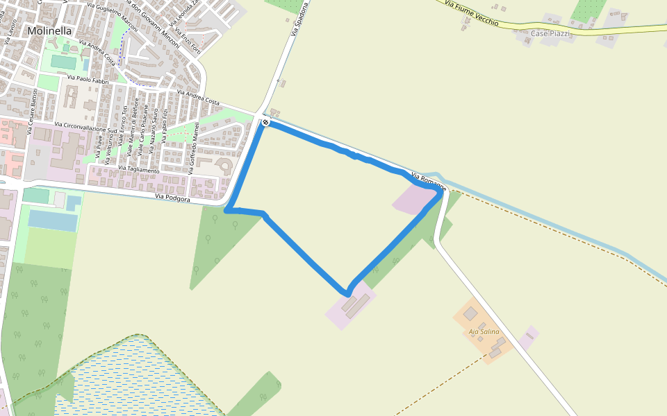 Pote della Cavaliera walking route map in Molinella