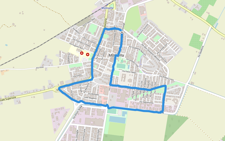 Molinella walking route map in Molinella