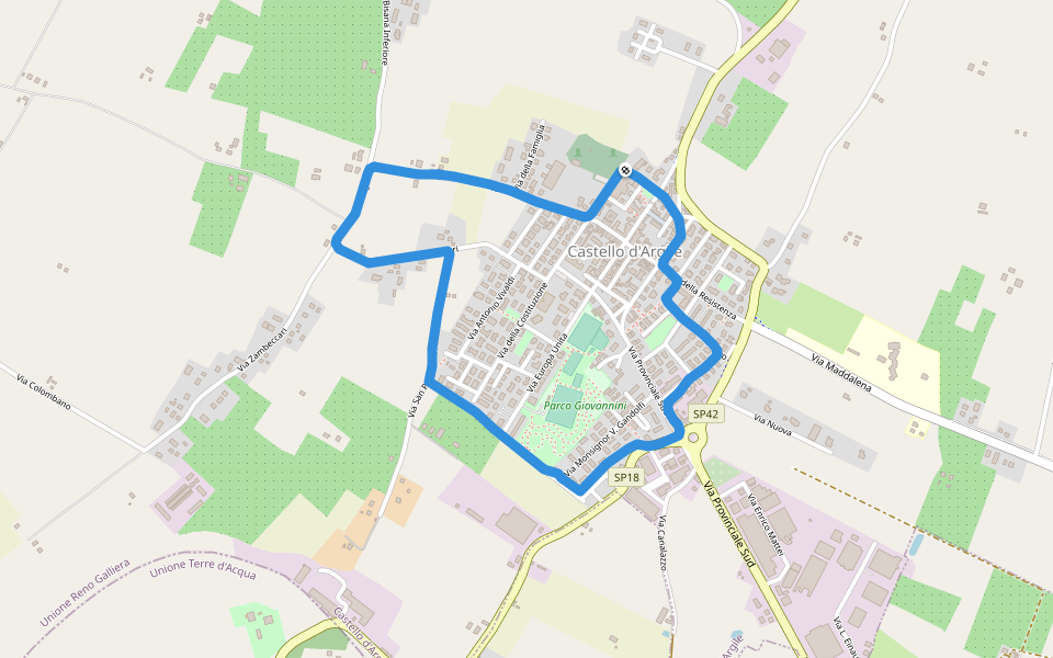 Parco Giovannini walking route map in Castello D'argile