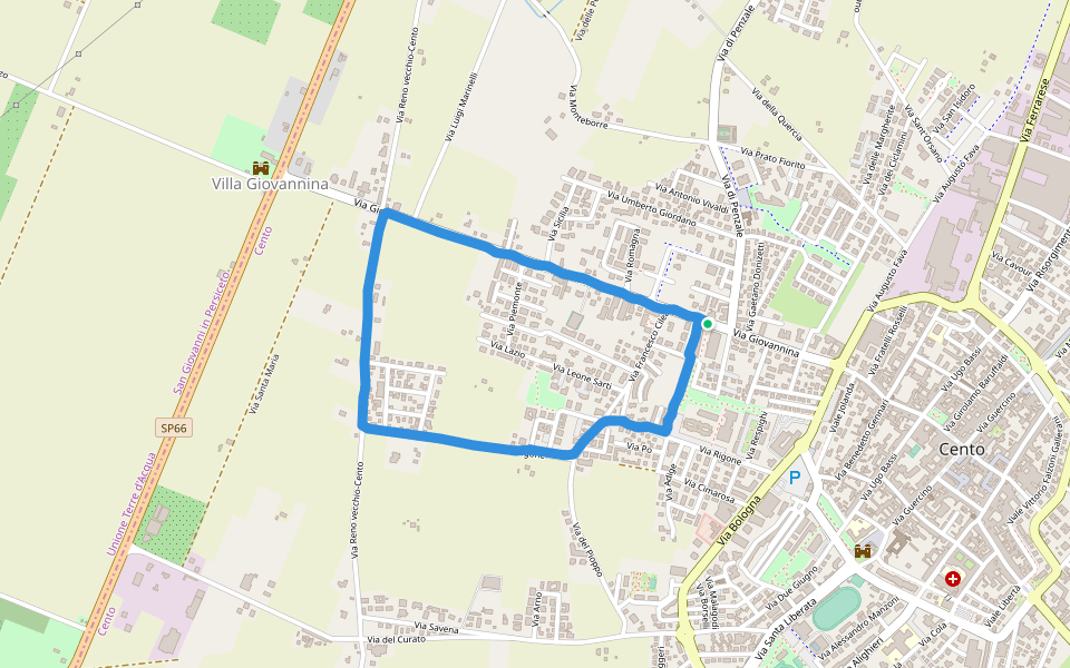 Giardino del Gigante walking route map in Cento