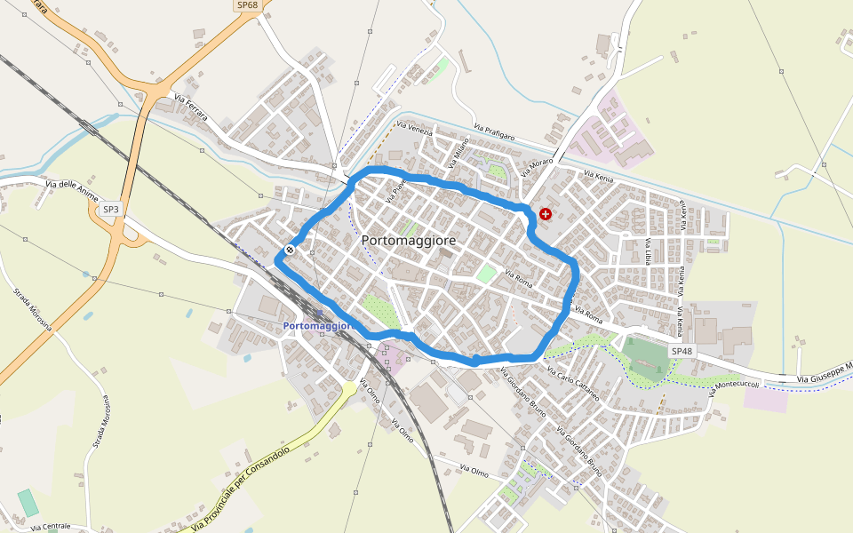 Parco Colombani walking route map in Portomaggiore