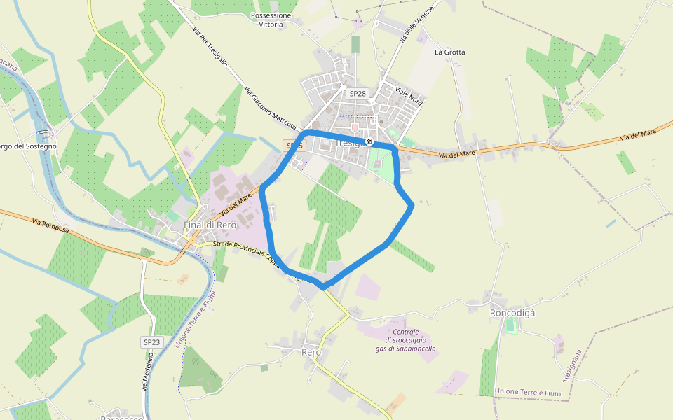 Parco degli Sceriffi walking route map in Tresigallo