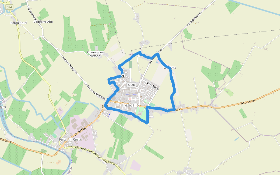 Tresigallo Calcio walking route map in Tresigallo