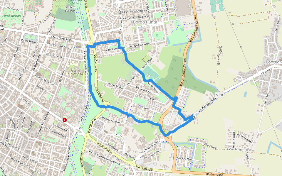 Area di riequilibrio ecologico "Schiaccianoci" walking route map in Ferrara
