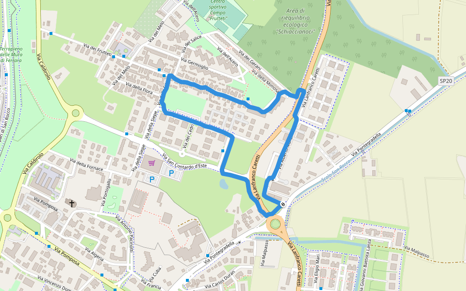 Area di riequilibrio ecologico "Schiaccianoci" walking route map in Ferrara