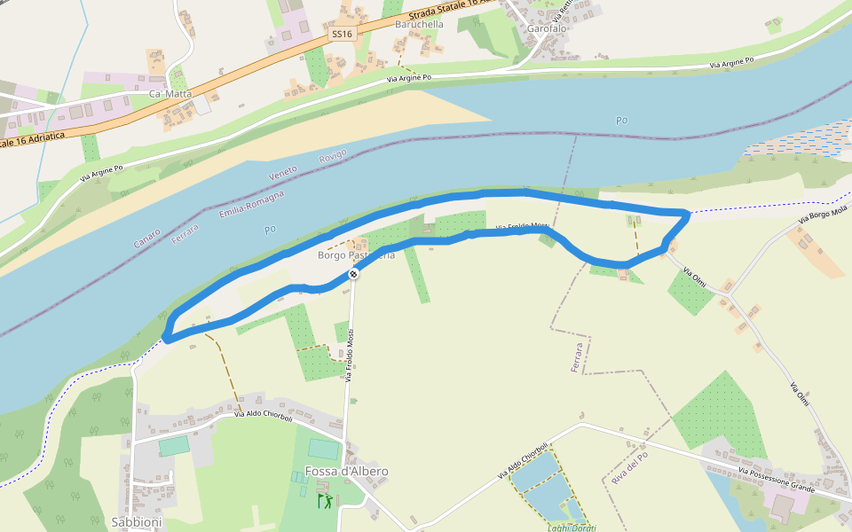 Po walking route map in Borgo Pastoreria