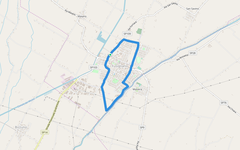 Fusignano walking route map in Fusignano