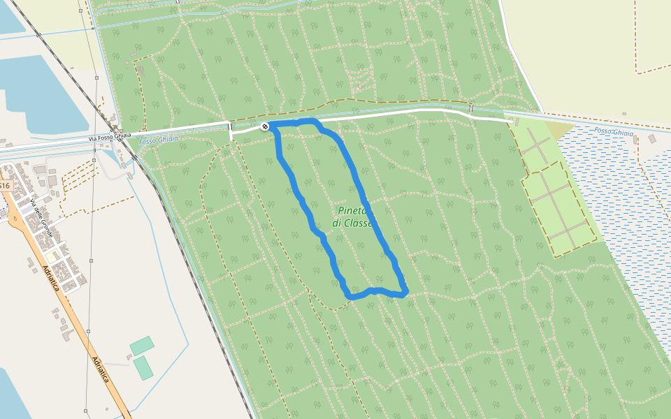 Pineta di Classe walking route map in Fosso Ghiaia