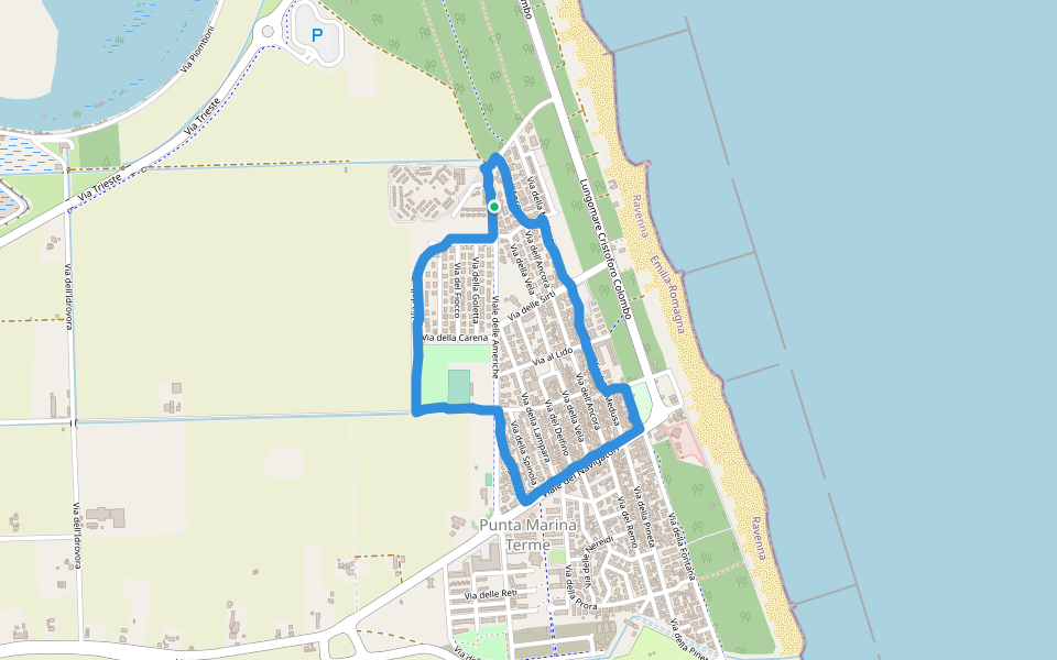 Pineta walking route map in Punta Marina