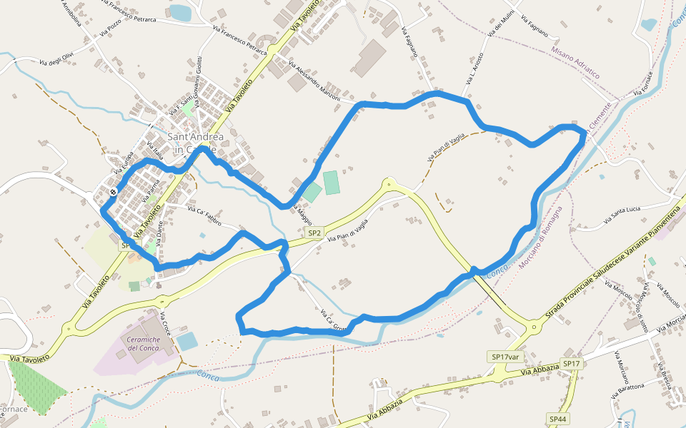 Parco degli Ulivi walking route map in Sant'Andrea In Casale