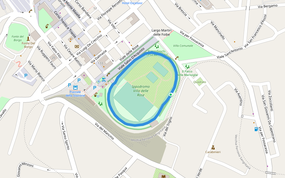 Ippodromo walking route map in Lanciano