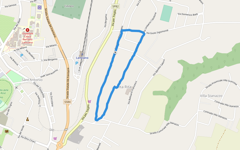 scuola primaria Bellisario walking route map in Lanciano