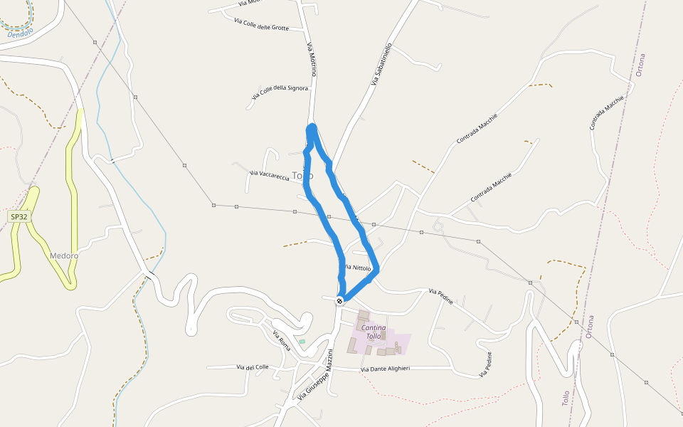 Tollo walking route map in Tollo