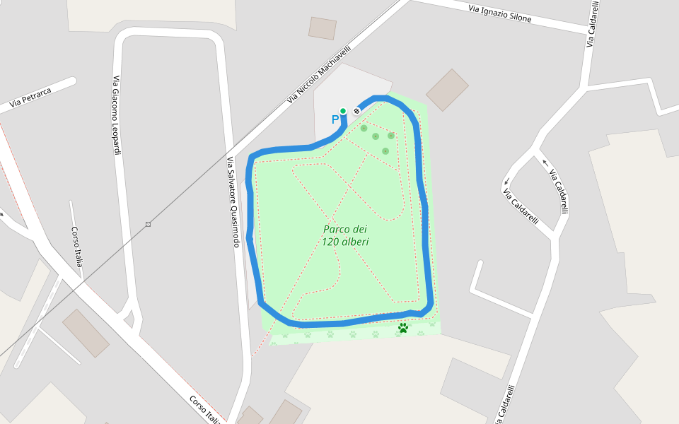 Parco dei 120 alberi walking route map in Sambuceto