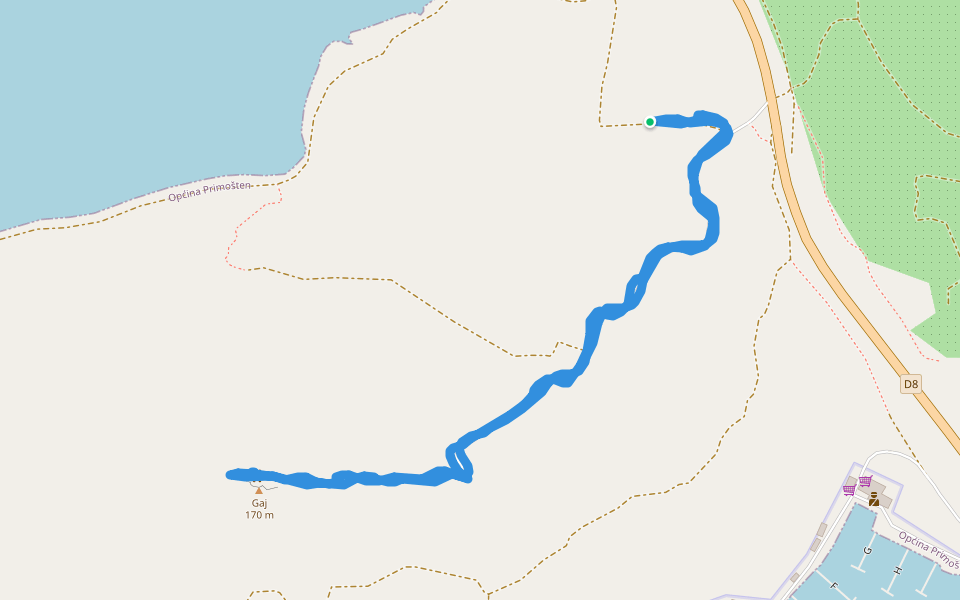 Gaj walking route map in Primošten
