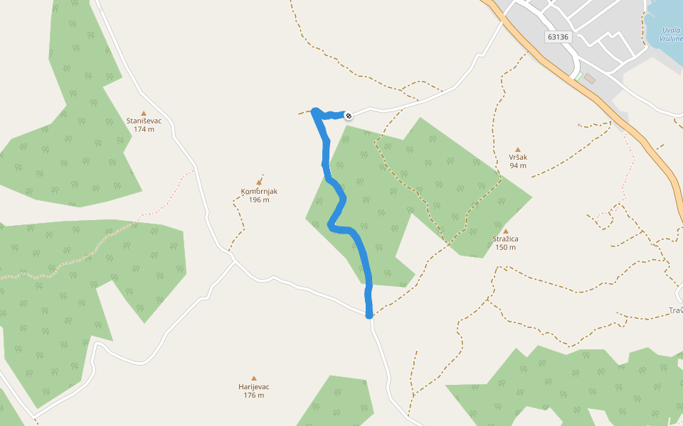 Komornjak walking route map in Neviđane