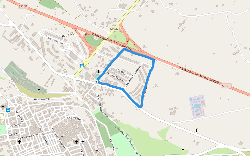 Pineta Teodolinda Casamassima walking route map in Mottola