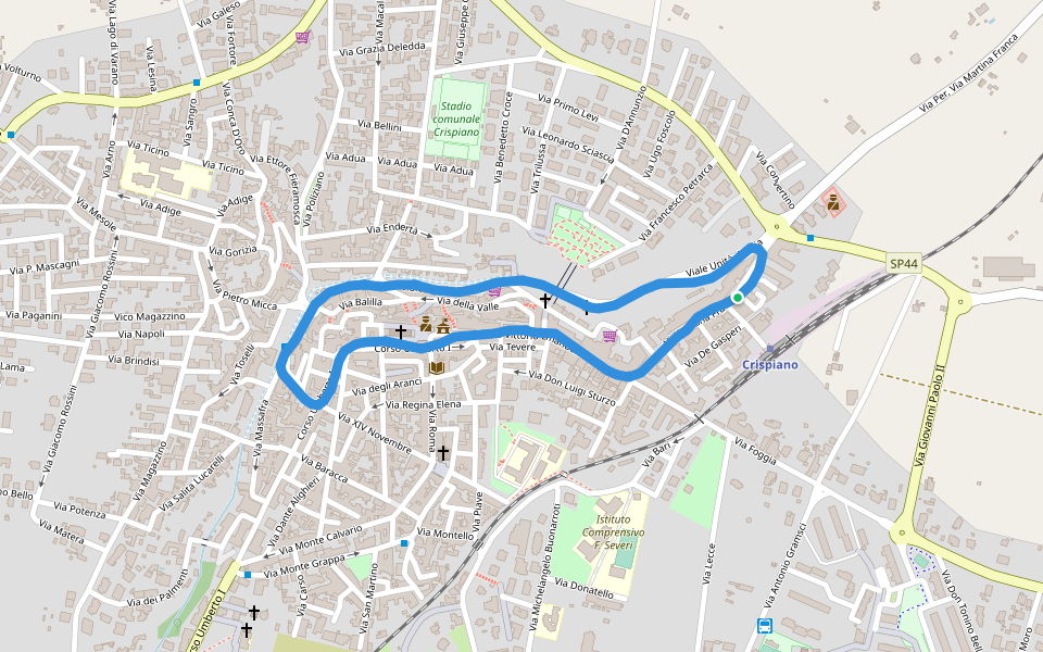 Proloco Crispiano walking route map in Crispiano