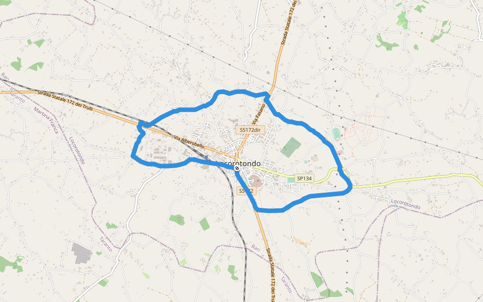 Via Libertà walking route map in Locorotondo