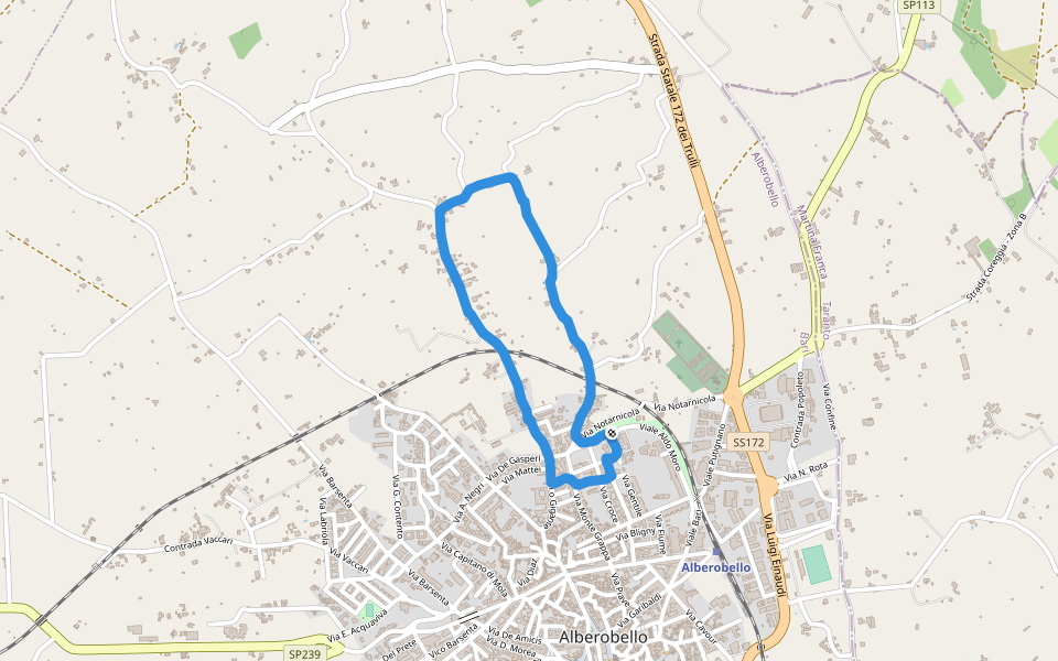 Parco della Rimembranza walking route map in Alberobello
