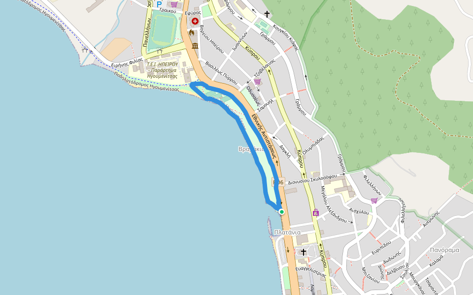 Όμιλος Αντισφαίρισης Θεσπρωτίας «Τιτάνη» walking route map in Igoumenitsa