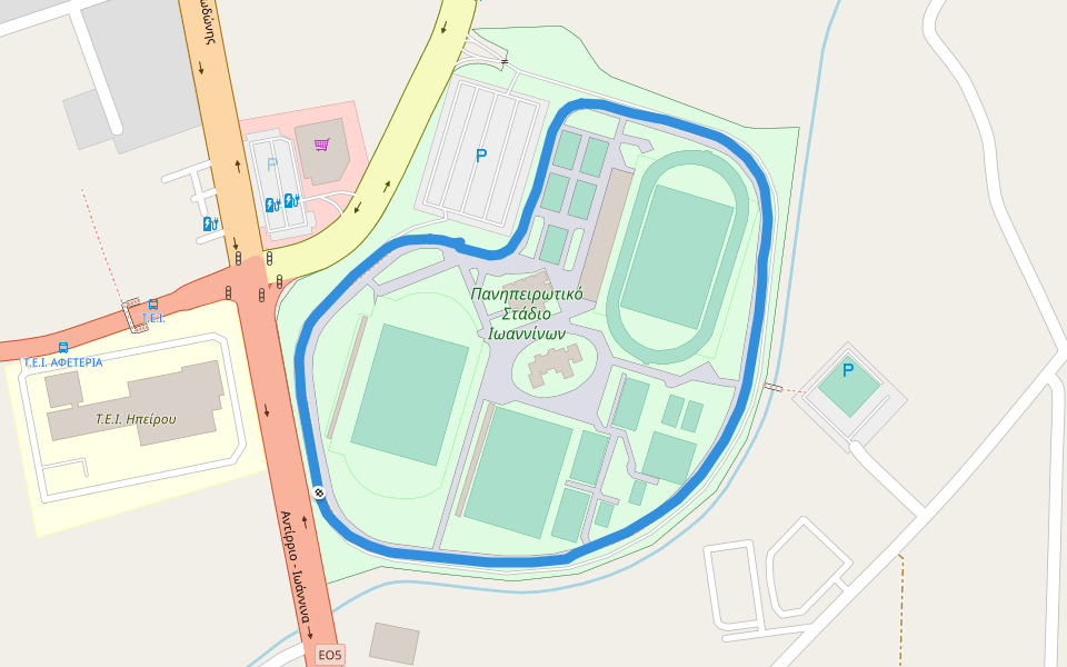 Πανηπειρωτικό Στάδιο Ιωαννίνων walking route map in Igoumenitsa