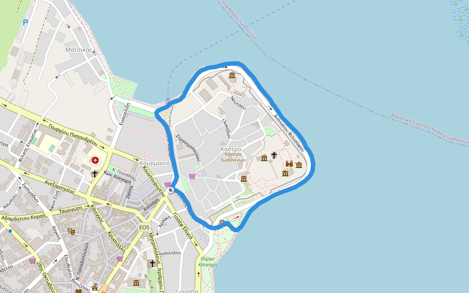 Κάστρο Ιωαννίνων walking route map in Igoumenitsa