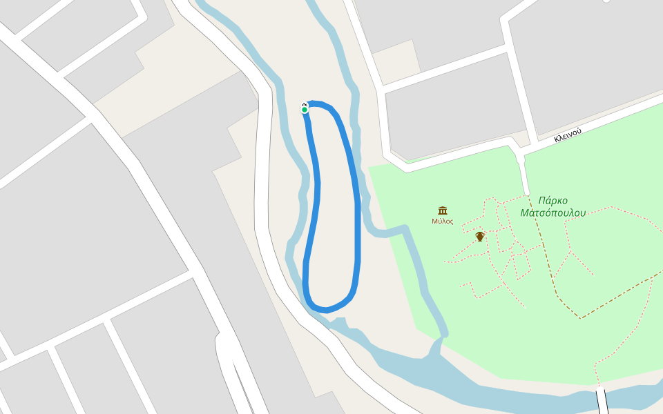 Πάρκο Ματσόπουλου walking route map in Trikala