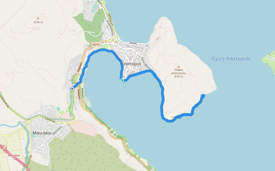 Λίμνη Καστοριάς walking route map in Igoumenitsa