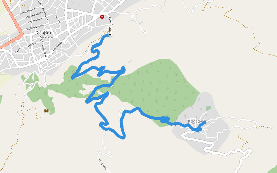 Κάστρο Σερβίων walking route map in Igoumenitsa