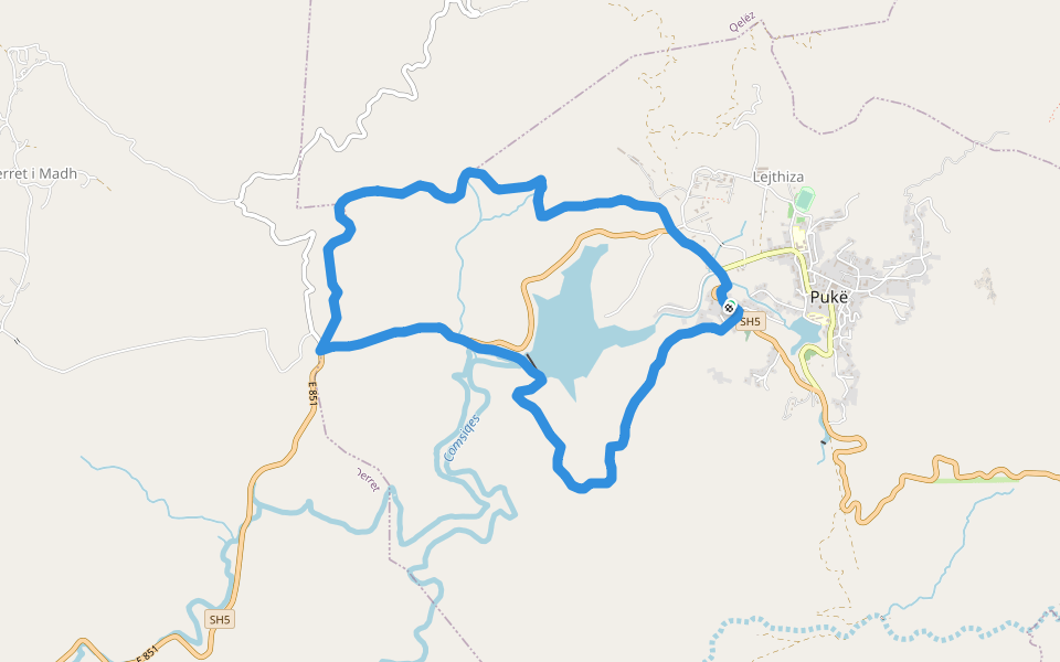 Pukë Albania  (Shqypni) walking route map in Pukë