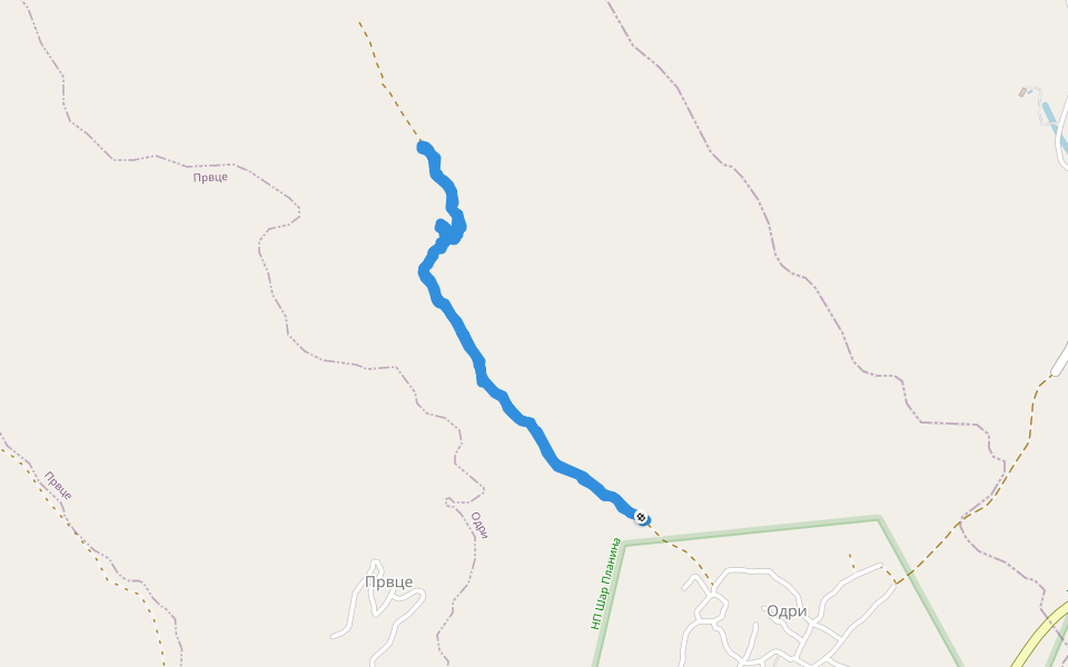 Одри walking route map in Odri