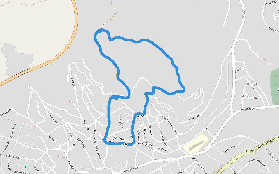 Љубојно walking route map in Bitola