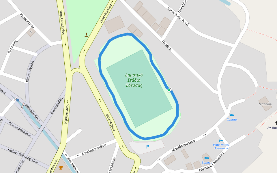 Δημοτικό Στάδιο Έδεσσας walking route map in Edessa