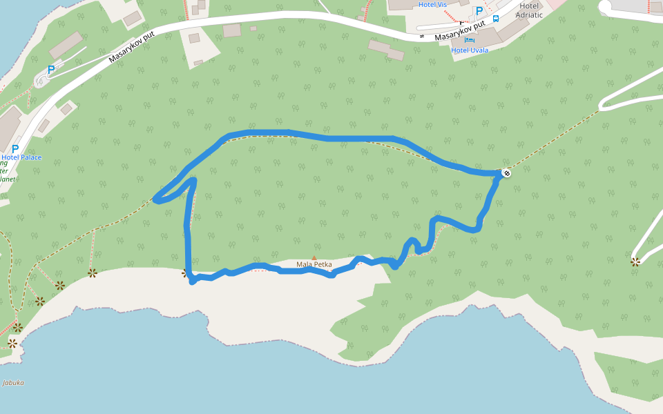 Mala Petka walking route map in Dubrovnik