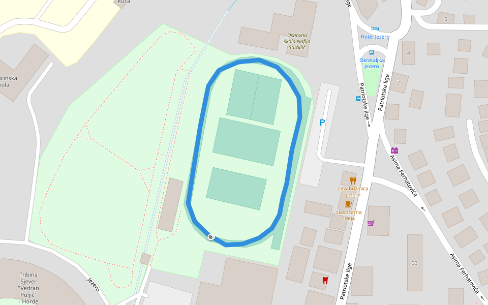 Fakultet sporta i tjelesnog odgoja walking route map in Sarajevo