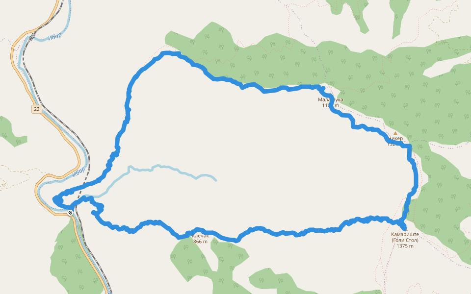 Стаза Усовица - Чикер - Караула walking route map in Маглич