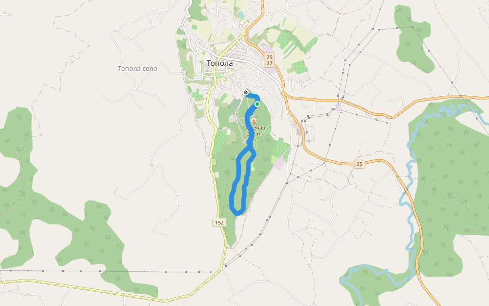 Опленац walking route map in Topola