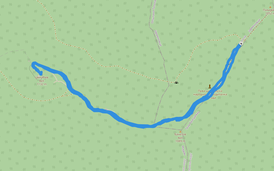 Банетов врх walking route map in Jarmenovci