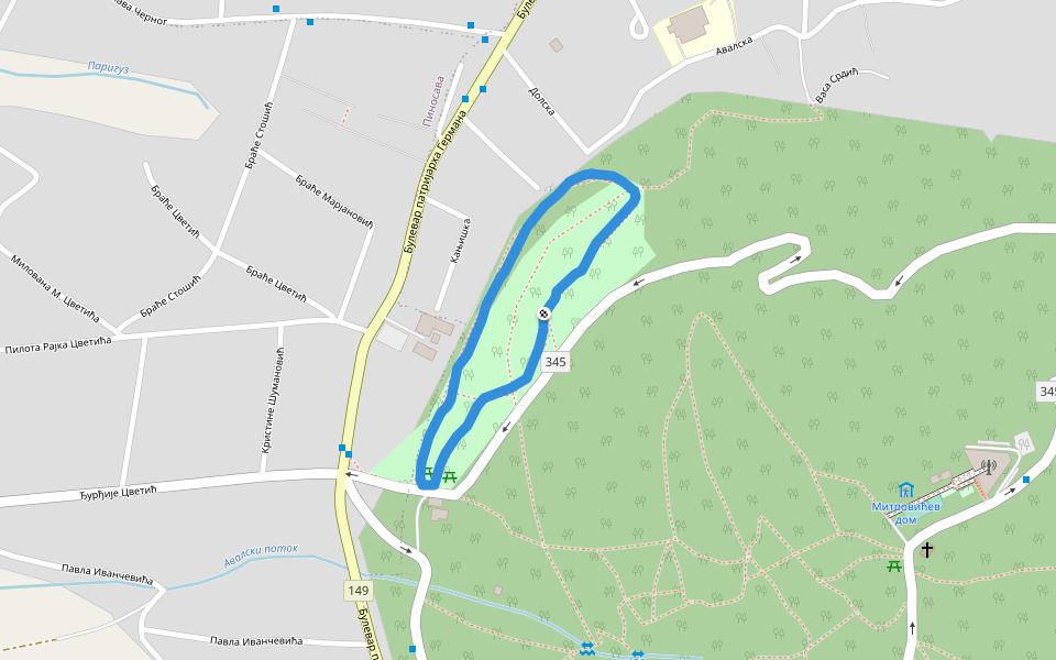 Студентско одмаралиште „Радојка Лакић” walking route map in Бели Поток