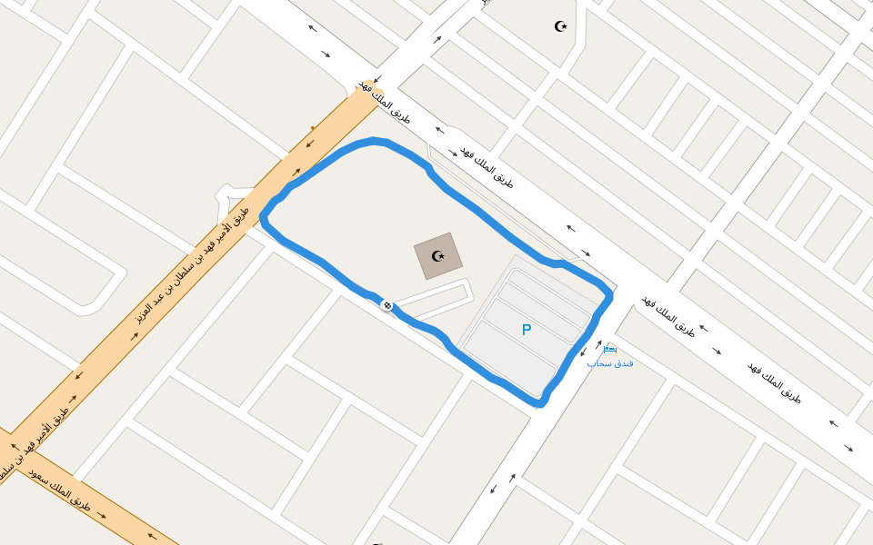 فندق سحاب walking route map in Umluj