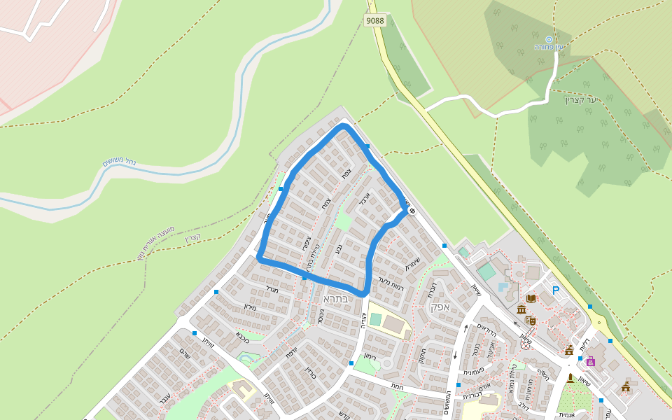 בי"ס אפק walking route map in Qatsrin