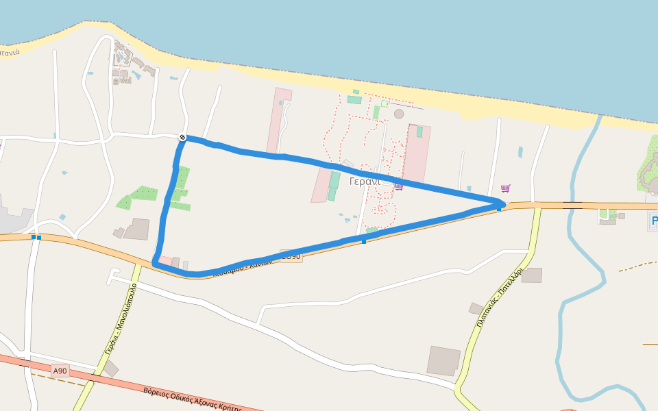 Caldera walking route map in Gerani