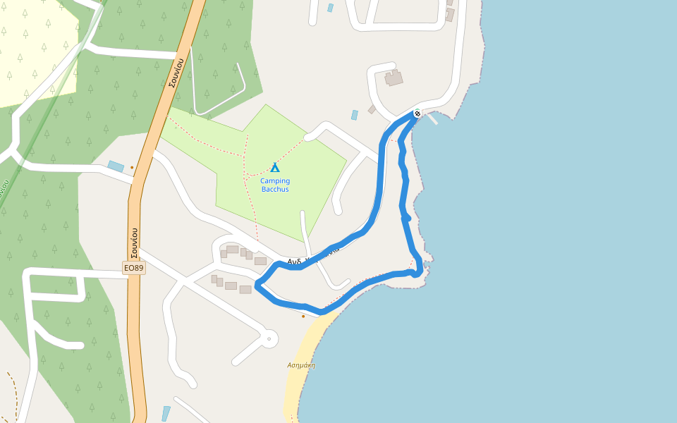Ασημάκη walking route map in Kato Posidonia