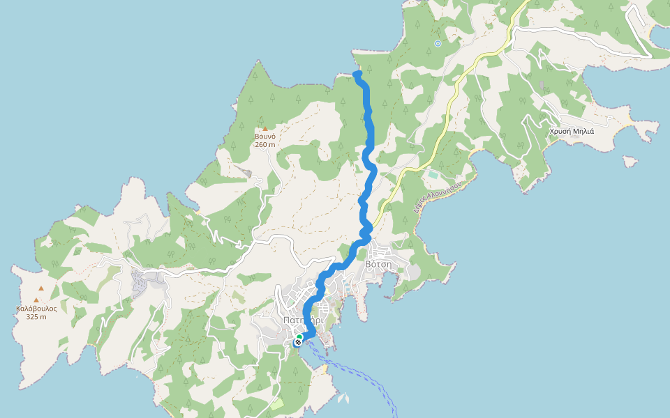 Patitiri - Tsoukalia Alonnisos (Greece) walking route map in Patitiri